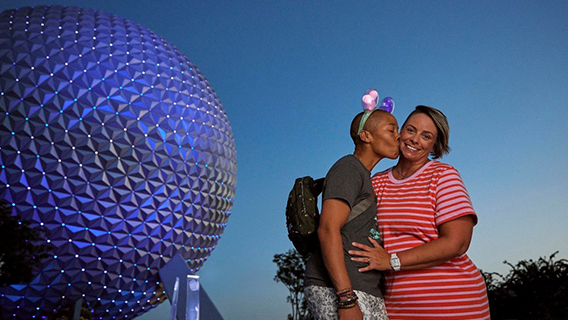 Couple at EPCOT spaceship earth